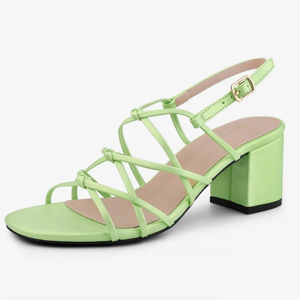 Allegra K lime Green Block Heel Sandals